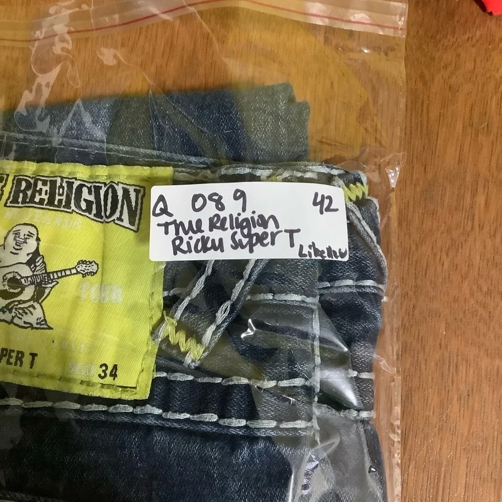 True Religion Ricky Super T Rare Yellow Tag Sz 42 Dark Wash